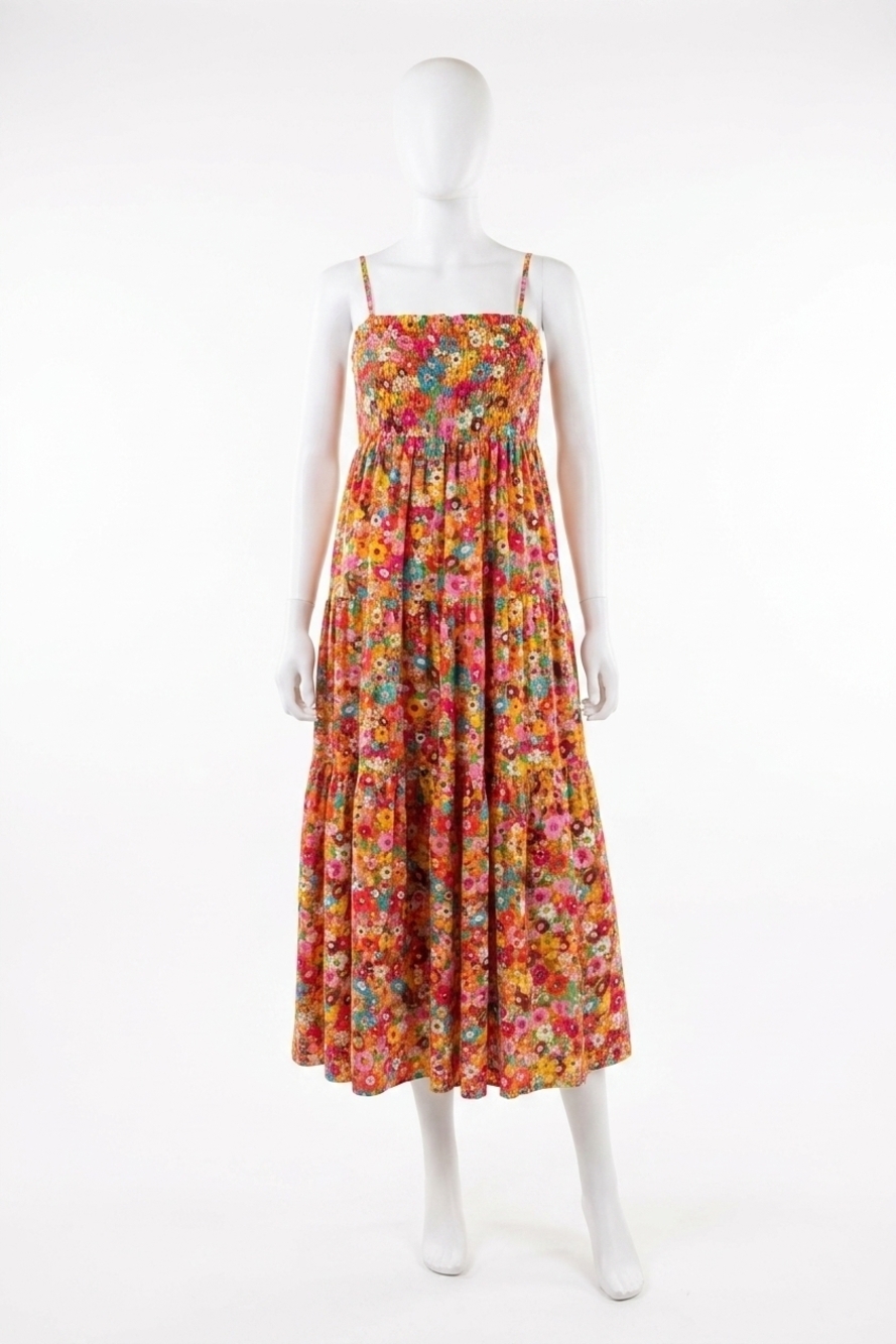 NEW KARLIE floral scoop back tier maxi dress in magenta